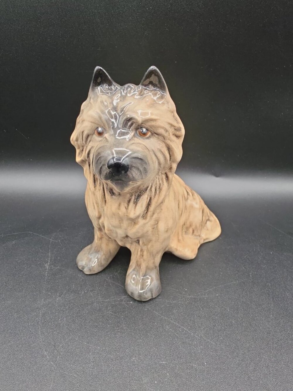 SylvaC Pottery Brown Glazed Animal Figurine - Cairn Terrier Dog Figure